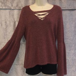Dusty rose Sweater with bell sleeves